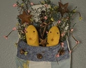 Prim Chicks in Egg, Easter Chicks, Wall Hanging, Spring Decor, Easter Decor, Home Decor