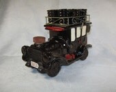Vintage Whisky Decanter Set Old 1910 Car with 6 Shot Glasses on Roof Luggage Rack Complete