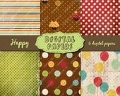 Happy party vintage Printable digital sheets download scrapbooking, cardmaking, party, blog background