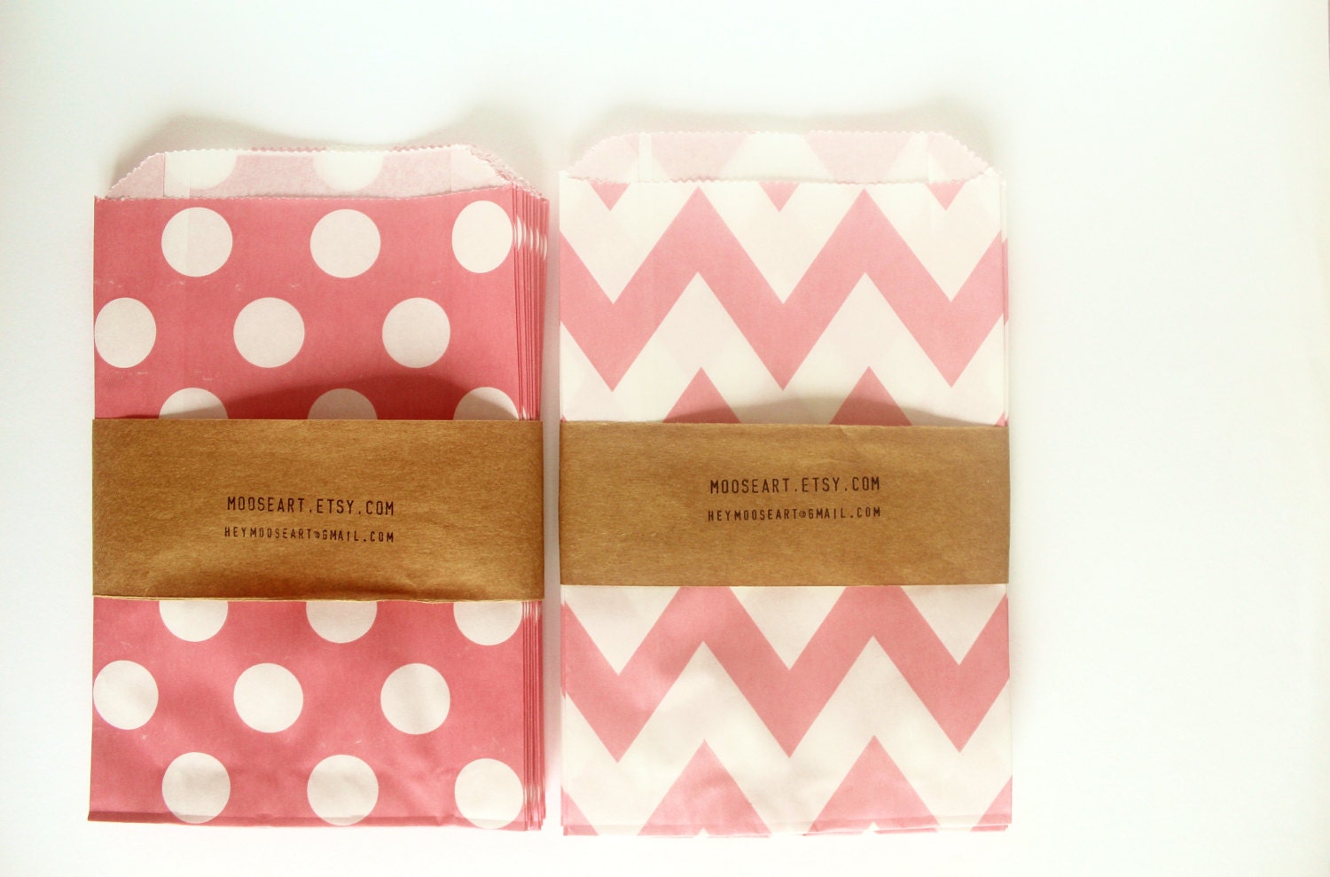 Petal Pink Paper Bags, ONLY DOTS LEFT - Set of 12 bags