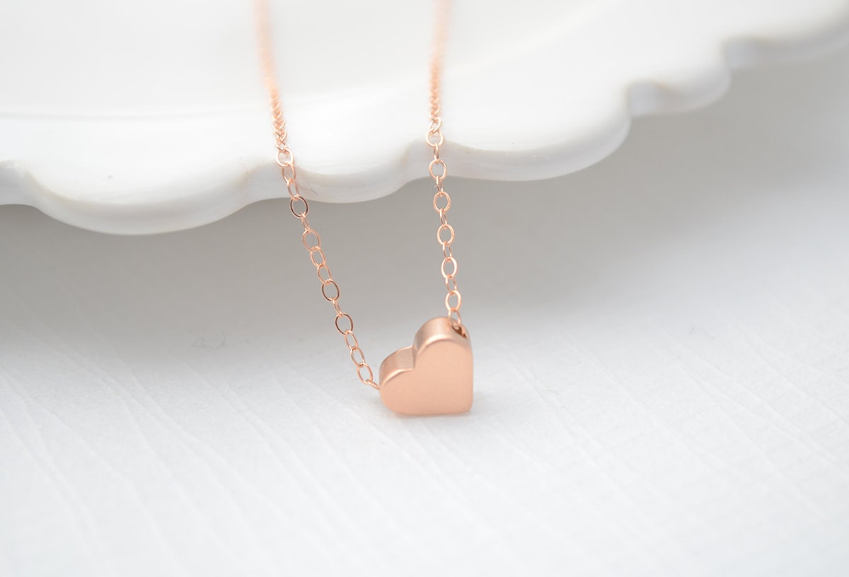 SALE 40% off Rose gold heart necklace - rose gold necklace with rose gold heart