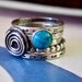 Spiral and Turquoise Ring // Personalized Stacking Ring in Sterling Silver