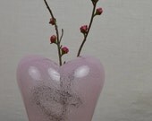 Bubble Pink Heart Shaped Glass Vase