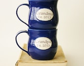 Custom Personalized Mugs - 2 Piece Set - Monogram Name Wedding Gift - OOAK Hand Thrown Earthy