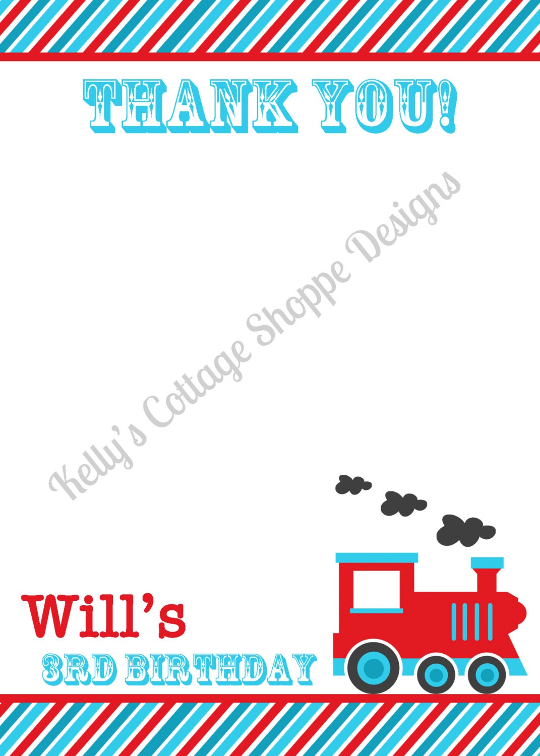 Vintage Train Thank You Notes... Custom, Printable, Digital