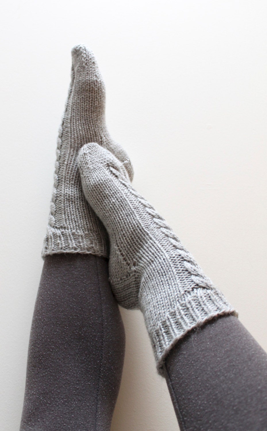 SALE: Slipper Socks, thick bed socks, cable socks, Size Small