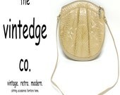 vintage // 70s 80s gold snake skin leather disco clutch purse bag