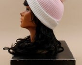 1970s - 80s rare Vtg Bubblegum PINK & White Pom Pom Cap / NORFIN Troll Hat / Grunge Club Kid Kawaii