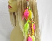 I Want Candy hippie neon feather and leather headband edc bonnaroo festival hat band women hair accessories