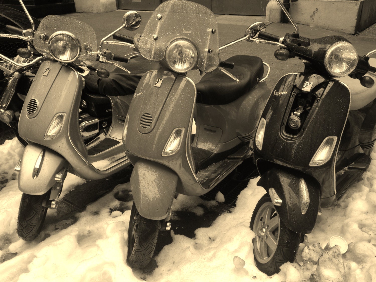 Vespa Scooter Print, Modern Vintage Decor, New York City Print, Sepia Print, Vespa Photo