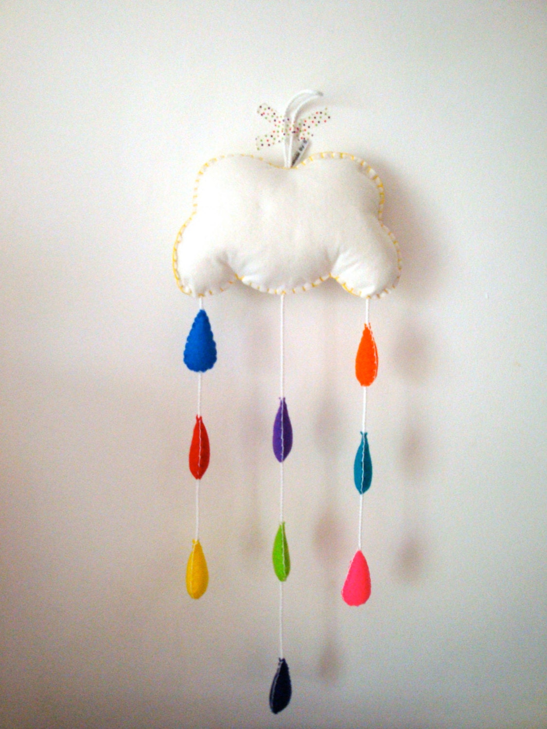 SALE // Rainbow Rain Cloud Mobile // Giant White Felt Plush Hanging Decoration // Original Design // Ready to ship