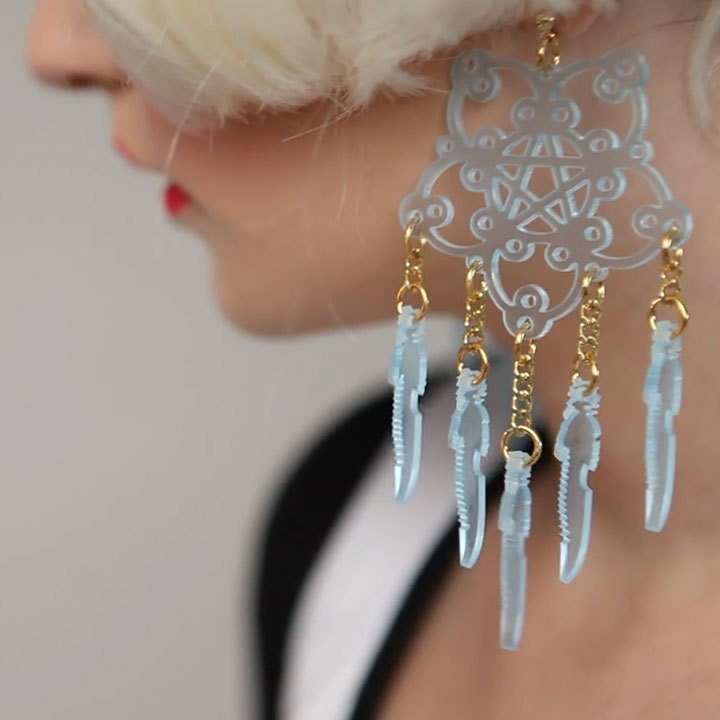 Laser Cut Acrylic Nightmare Catcher Earring