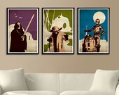 Vintage Pop Art Star Wars Series A - Obi-Wan Kenobi - R2-D2 - C-3PO for 40 Dollars - 11"X17" Print
