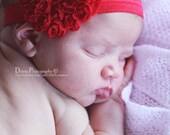 Newborn Valentines Day Inspired Rosette Heart Shape Headband Ready To Ship
