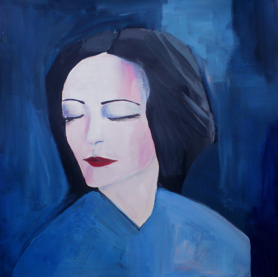 Original Portrait of Nusch Eluard after Man Ray's 1936 photograph -- Free Shipping