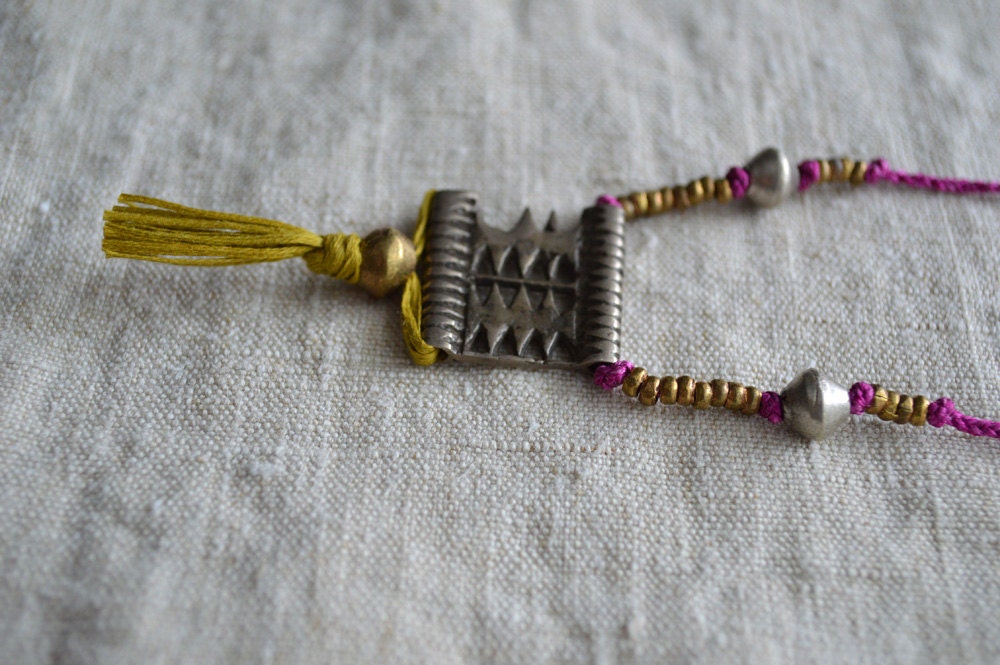 Akha Tassel Necklace / on Silk