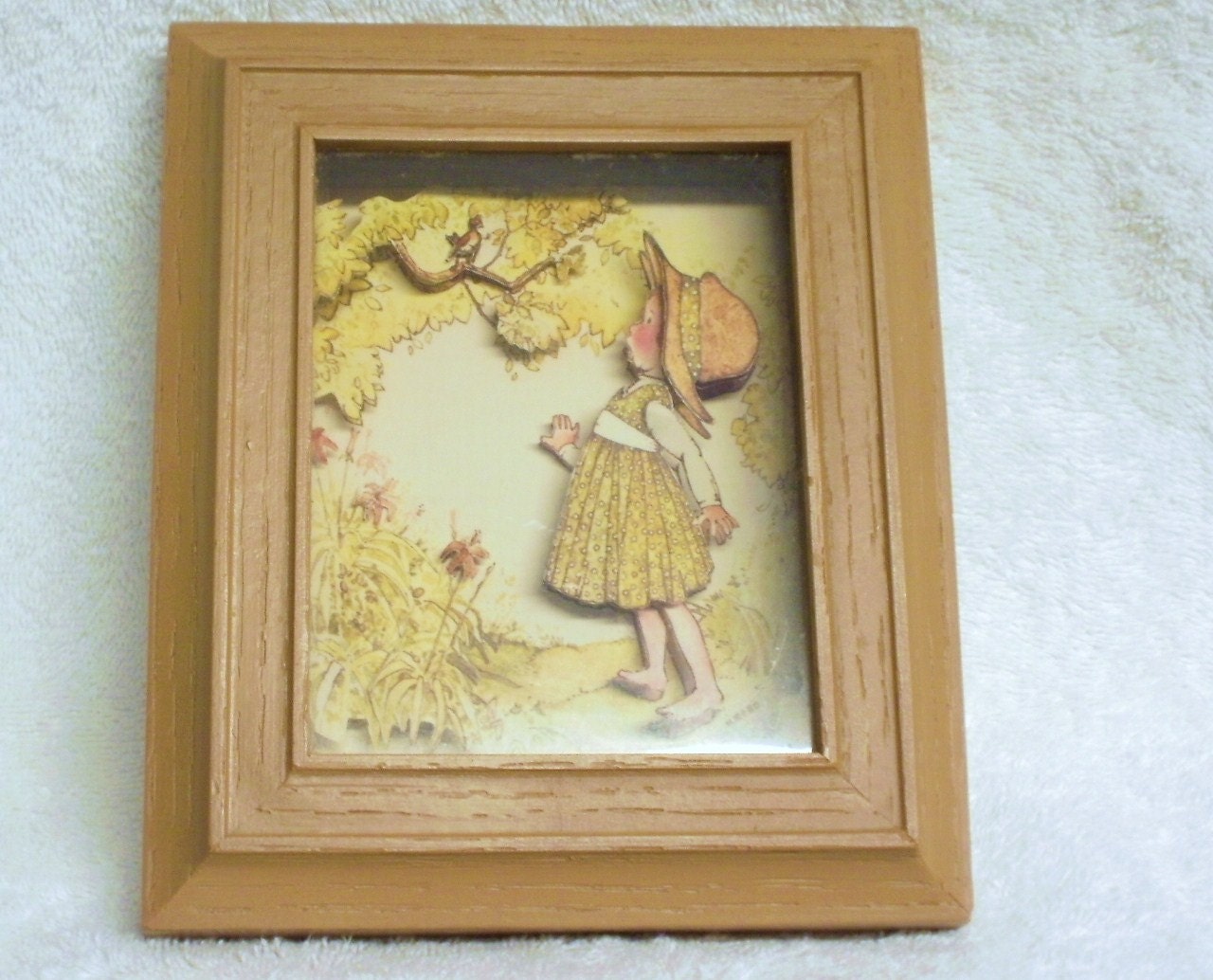 SALE - Holly Hobbie Three Dimensional Decoupage Wall Hanging - 3-D - Finished - Picture  - 1972