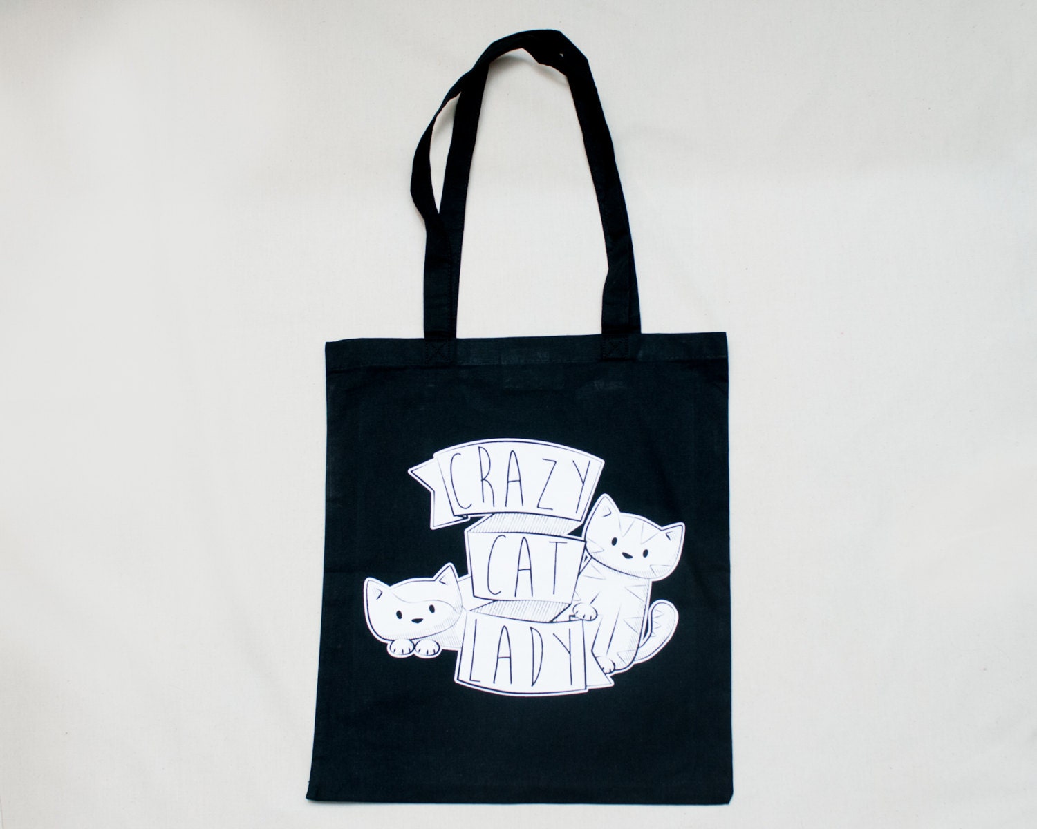 Crazy Cat Lady - Cotton Bag - Black