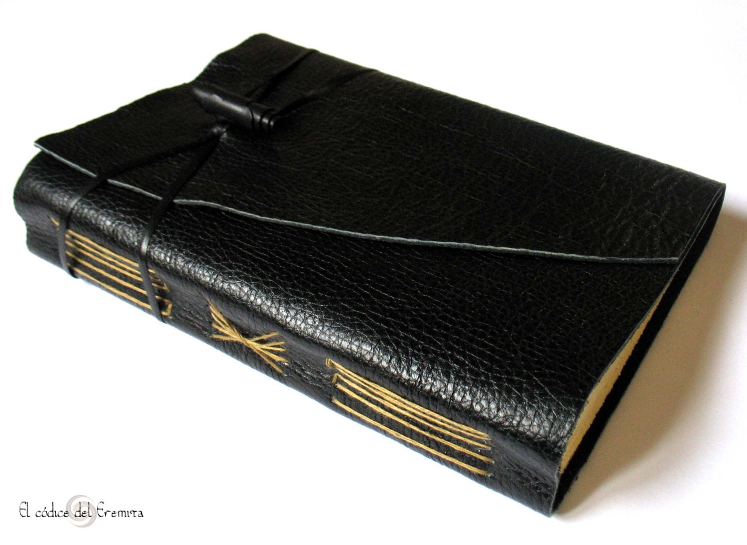 Black Leather Journal, Sketchbook. Large, A5 size. MEDITATIO.