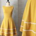 COQUETTE in MUSTARD - Muted yellow dress with pockets // flared circle skirt // ivory crochet // bridesmaid dress // vintage inspired