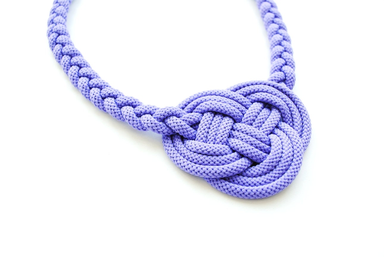 Lavender violet knot necklace, rope jewelry, purple cord, knotted necklace, braided necklace, summer trends, gift for her