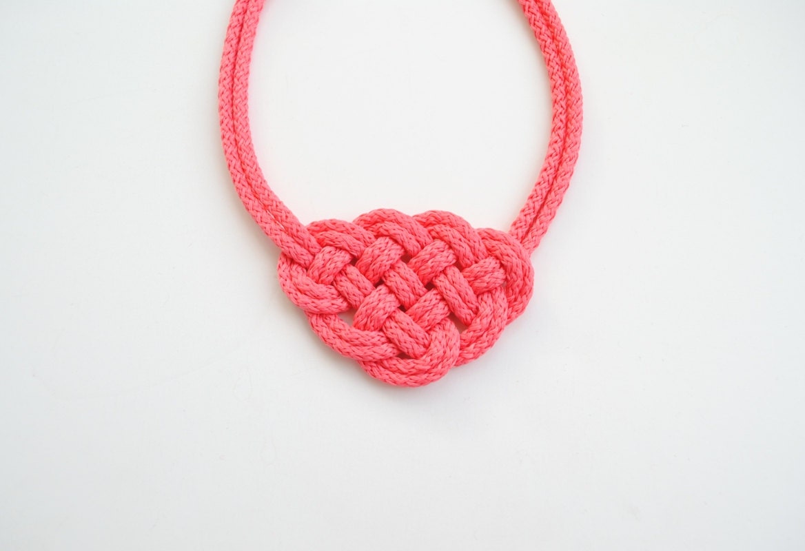 Coral Knot Necklace, Rope Jewelry, Nautical Style, Sailor's Knot, Summer, Trends, Gift for Her