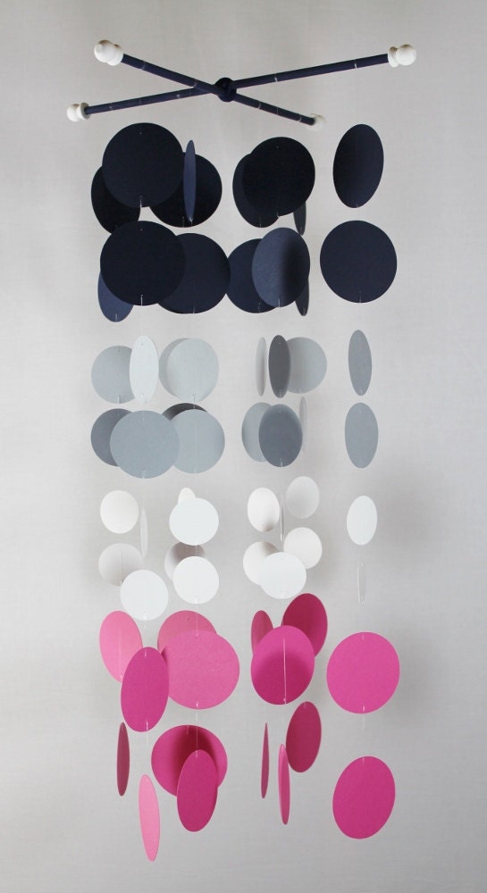 Handmade Nursery Mobile...Navy Girl, pink nursery, pink mobiles