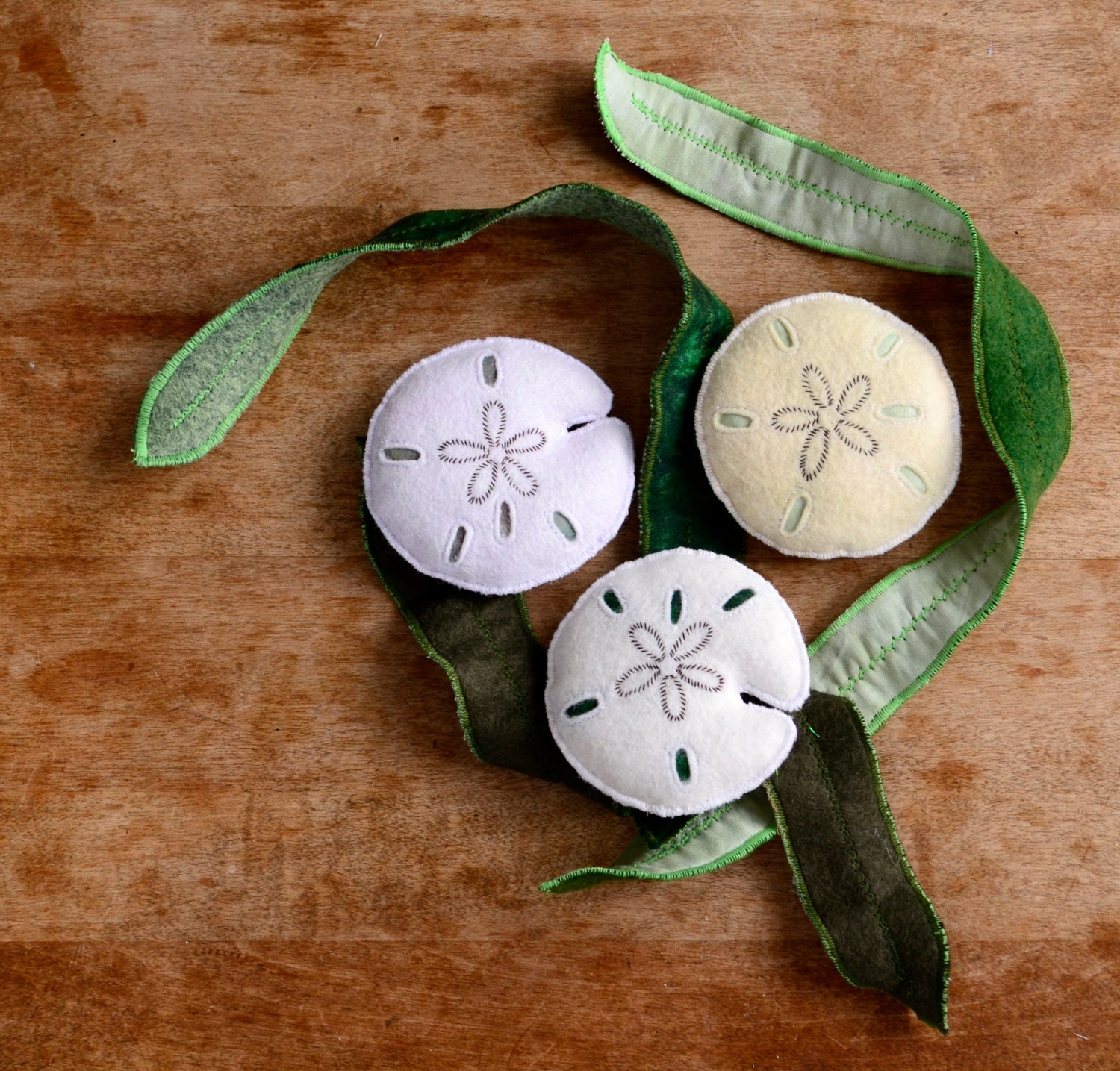 Handmade Montessori Toy. Sand Dollars. Summer Nature Table Wool Felt Toy. Made to Order.