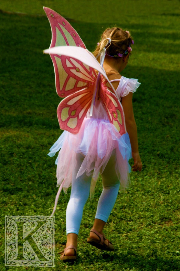 Little Fairy - Signed photo 8 X 12 - BOGO sale - pink wings green grass child fairy tales fable fantasy birthday baby fairies spring nursery