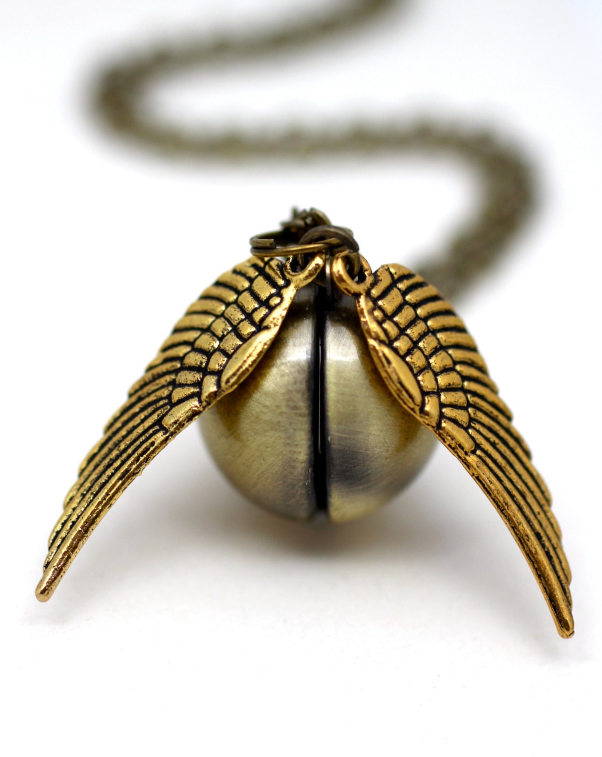Flying Snitch Locket - Sweater Necklace Style - Golden Wings