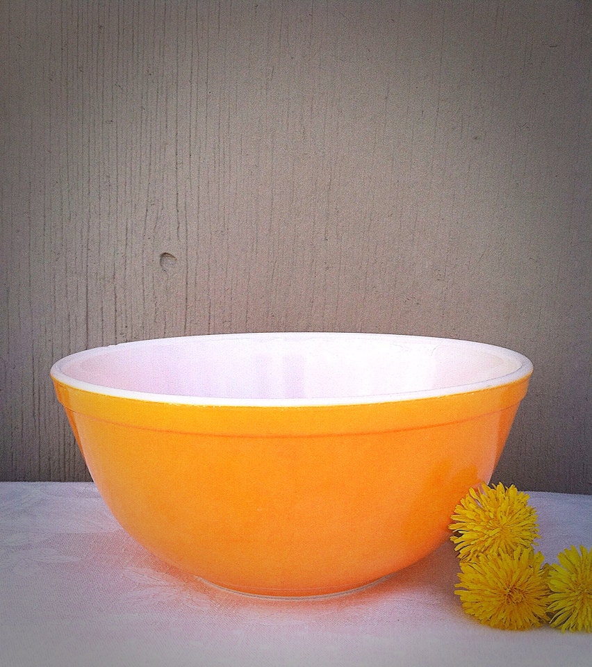 PYREX Orange Mixing Bowl Primary Colors by GodSaveStrawberryJam