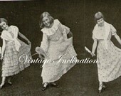 Children bookplate Vintage early mid century, Girls Dancing, children,  paper ephemera book page prints mid century nursery wall ephemera