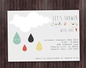 Printable Baby Shower Invitation - Modern Raindrops