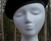 Vintage Black Felted Wool Beret French Beret Cocktail Hat Fascinator