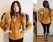 Vintage 80s Fox Tail Snake Skin Leather Jacket