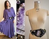 Vintage 80s Amethyst Crystal Woven Manett Belt