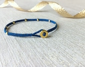 bright gold faceted nuggets stackable micro macrame friendship bracelet. reeses.