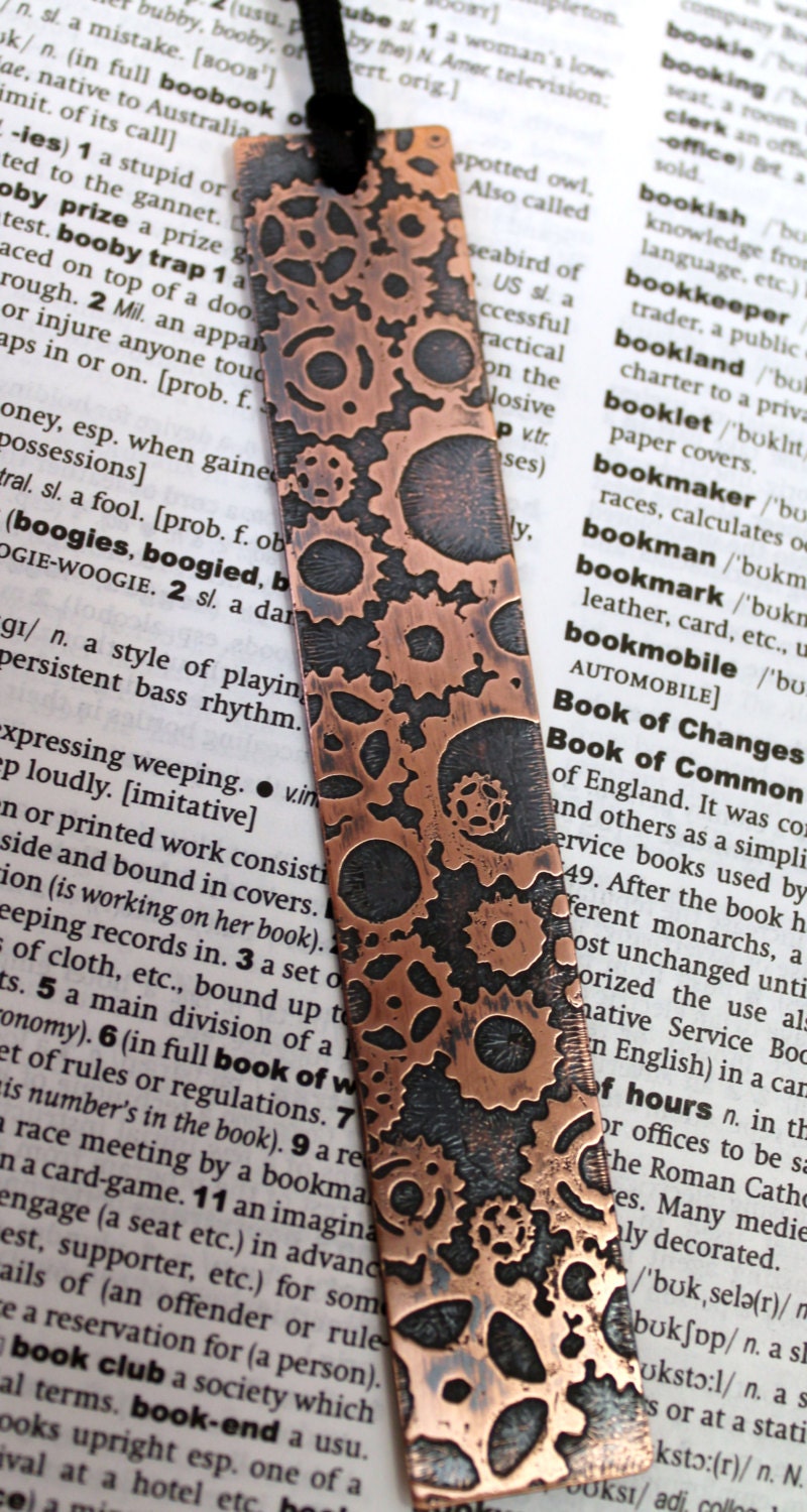 Steampunk Clockwork Cogs Gear System - Metal Etched Bookmark