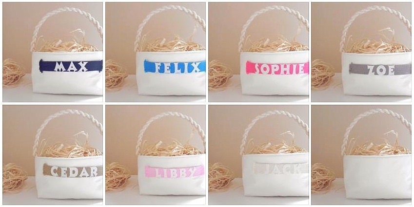 Pick Your Color - LARGE Personalized Easter Basket for a Boy or Girl - Easter Egg Hunt - Fabric Bin - Single Handle - Size Large