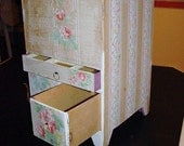 Vintage Wallpaper Covered Sewing Cabinet Box 1930s Small Dresser