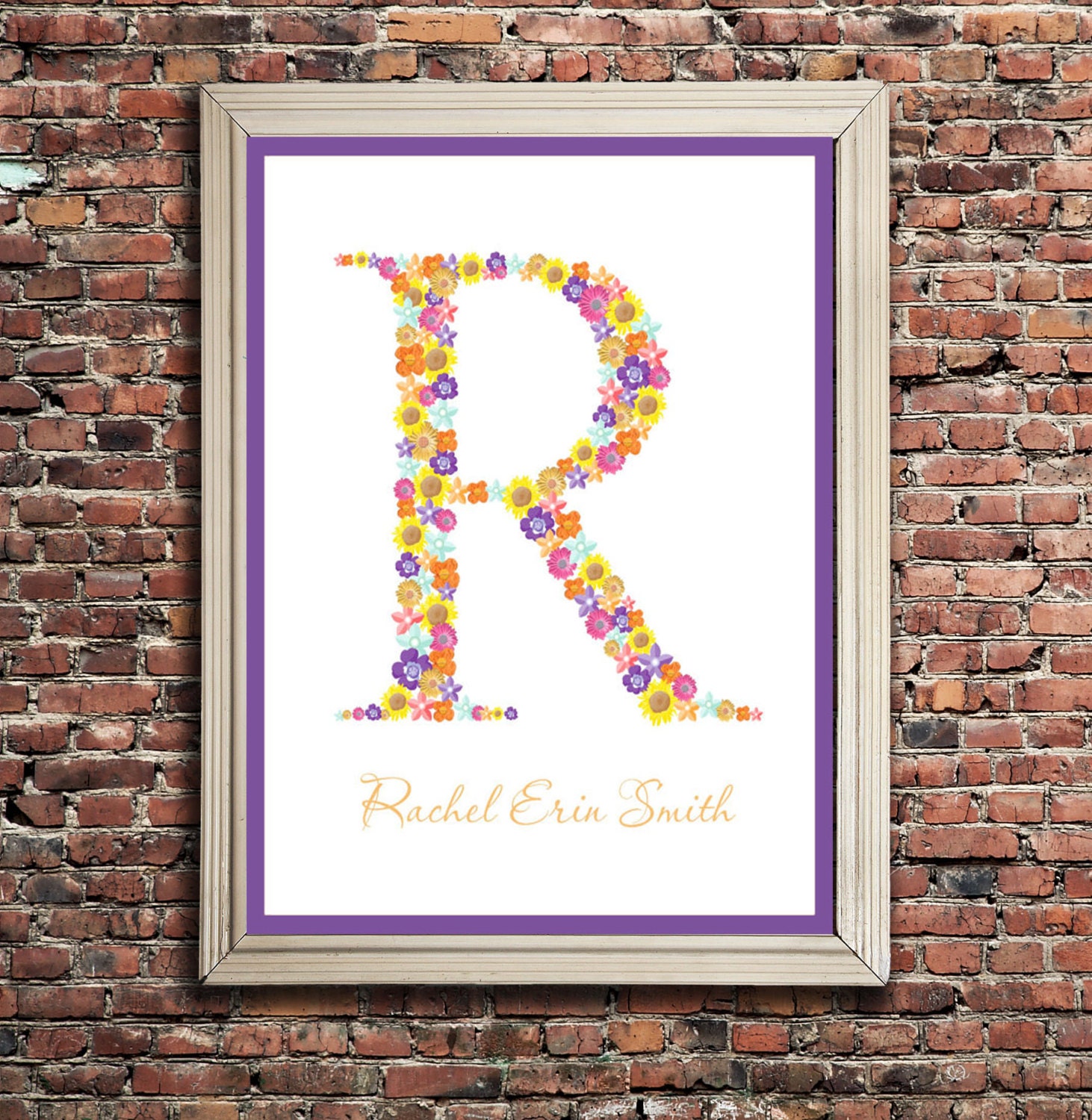 Children's Custom Monogram, Typography Art, 11x14 digital print