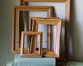 Orange Wood Frames Vintage Empty Upcycled Wooden Painted Distressed Picture Photo Set Autumn Decor