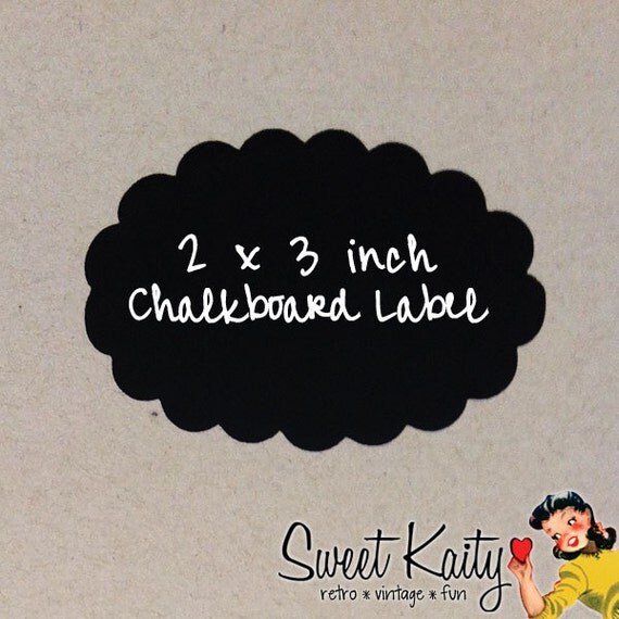 12 Scalloped Chalkboard Labels with Chalk - 2 x 3 inch Oval - DIY Mason Jars, Wedding Favors, Party Favors, Organization, Pantry, Storage Il_570xn
