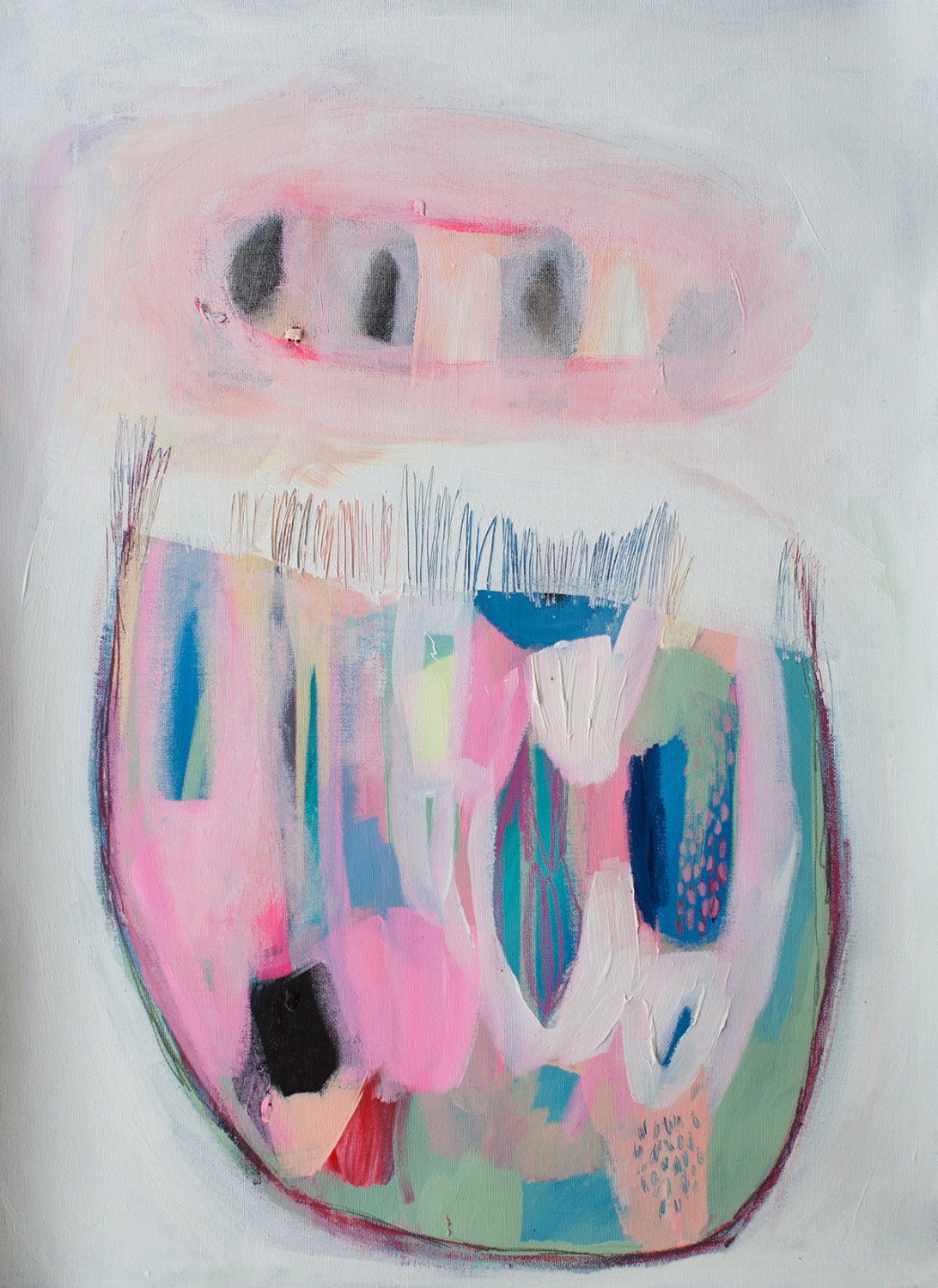 ABSTRACT painting, giclee print, acrylic painting, pink, white, modern painting