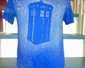 Doctor Who TARDIS in space  //  Bleached stencil  //  Adult Small Royal Blue T Shirt