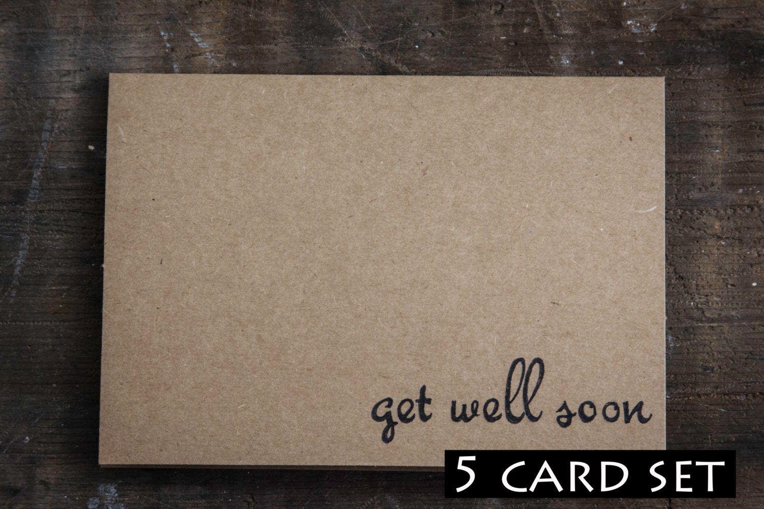 Get Well Soon - Set of 5 -  Blank Simple Card - Paper Goods - Hand Made Card - Blank Greeting Card
