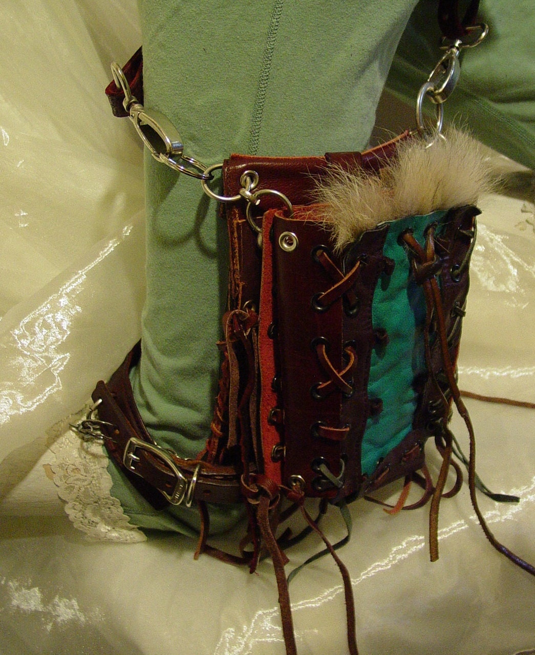 DEPOSIT - FLASK HOLSTER - Garter Style (Inner n Outer Pouch) - Custom Order, Festival, Tribal, 40 Dollars Deposit (only), Sample here Sold