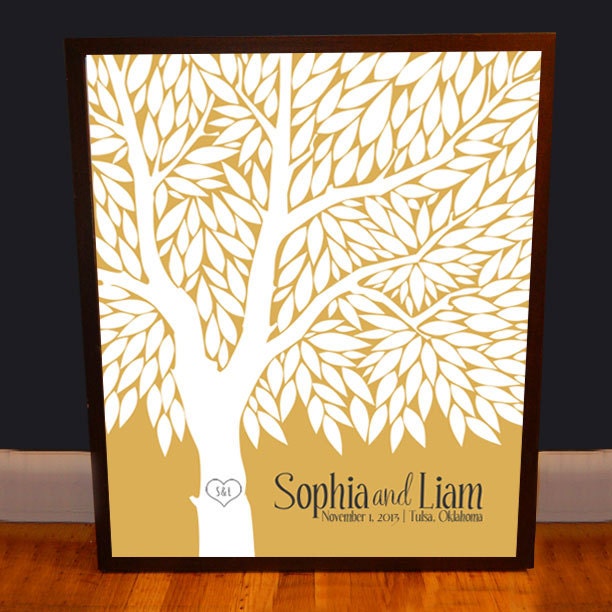 Guest book Tree Wedding - Wedding Guestbook Tree - Guest Book Poster - Custom Wedding Print - 125 Signatures