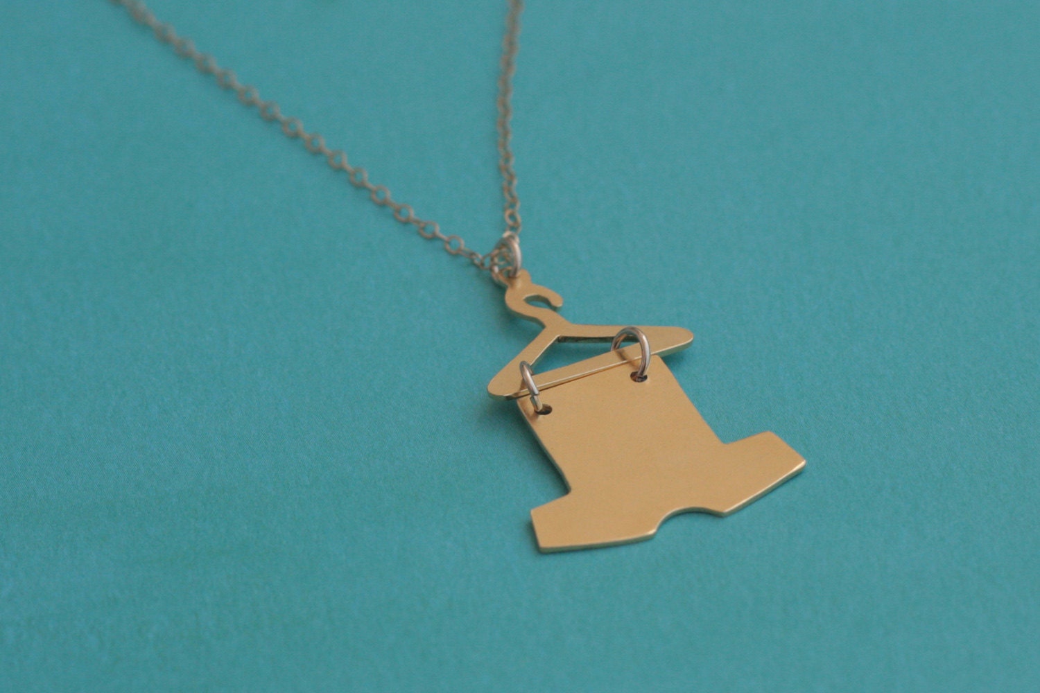 Shirt on a hanger Gold Necklace, Gift for Fashionista, Gift for Fashion Designer, Gold filled Necklace- Handmade