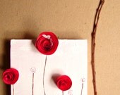 Birthday gift, Nursery Art, Graduation Gift in Fusia Red Paper Rosettes, Die-Cut Butterfly-Home Decor, Mixed Media Art on Upcycled Wood